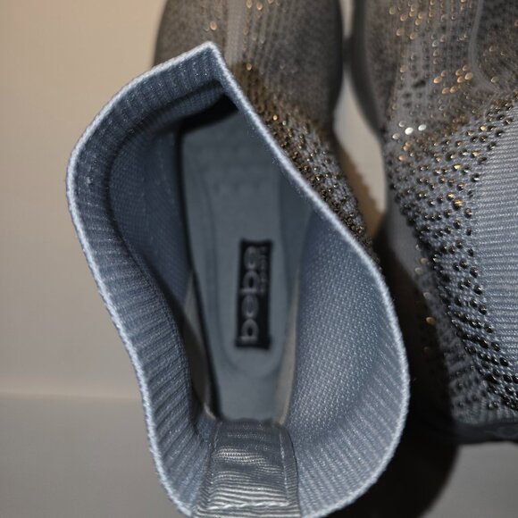 Bebe Silver With Sparkle Woman's Accent Slip On Not a Tie Sneaker- Size 9 - Picture 7 of 9